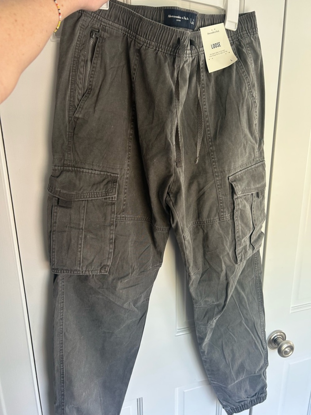 Abercrombie & Fitch Olive Gray Loose Cargo Pants NWT
